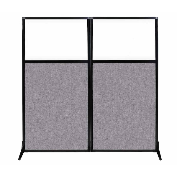 Versare Work Station Screen 66" x 70" Cloud Gray Fabric With Clear Window 1840208 - main